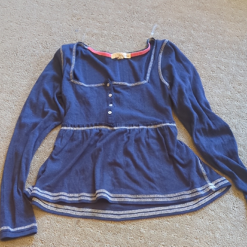 Rewind Navy babydoll Y2K top